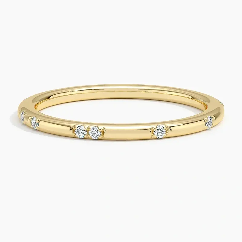 18K Gold 0.07 CT.T.W. Round Diamond Wedding Band D Color VVS1-VS1 Clarity 3EX
