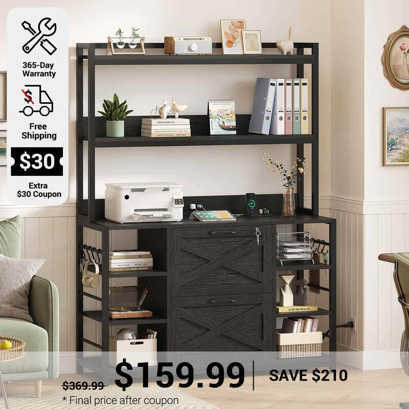 SEDETA ® File Cabinet Vertical Filing Cabinet with Lock for Home Office with Charging Station Natural Home Office Furniture