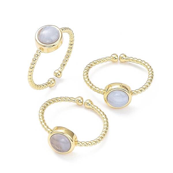 Natural Blue Lace Agate Cuff Rings