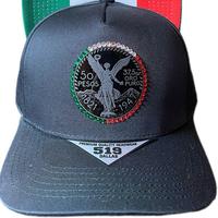 Mexican Centenario Hat – 50 Pesos Patch Cap with Rhinestones | Mexico Flag Snapback | Aztec Angel Design
