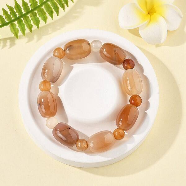 Natural Agate Bead Stretch Bracelets