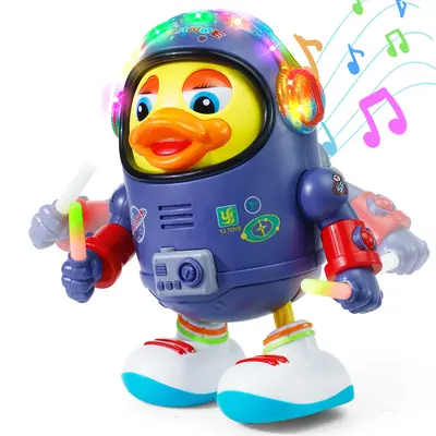 NETNEW Cute Dancing Astronaut Duck Toy for Kids with Lights & Music Interactive Musical Walking Toy Gift for Boys Girls