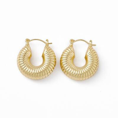 Brass Donut Thick Hoop Earrings for Women