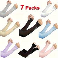 7 Packs UV Sun Protection Arm Sleeves, Ice Silk Fabric for Men & Women - Tattoo Cover Up - UPF 50 Cooling Sleeve for Golf, Cy...