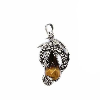 Natural Tiger Eye Brass Pendants