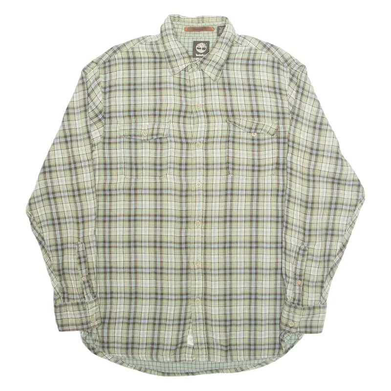 TIMBERLAND Mens Shirt Green Check Long Sleeve M