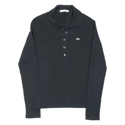 LACOSTE Mens Polo Shirt Black Long Sleeve S