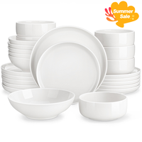 MALACASA Plates and Bowls Sets, 12/16/18/24 Pieces Modern Porcelain Dinnerware Set for 4/6, Ceramic Multi-colored Kitchen Din...