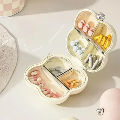 Portable Pill Storage Box, 1 Count Multi-grid Pill Organizer, Dustproof Pill Storage Box for Travel, Small Organizer for Dail...