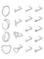 Women's Nose Ring Set, Stainless Steel Nose Ring, Fashionable Body Jewelry for Women & Girls, Trendy All-match & Exquisite Je...