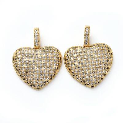 Brass Micro Pave Clear Cubic Zirconia Pendants