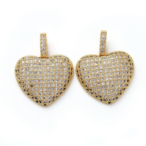 Brass Micro Pave Clear Cubic Zirconia Pendants