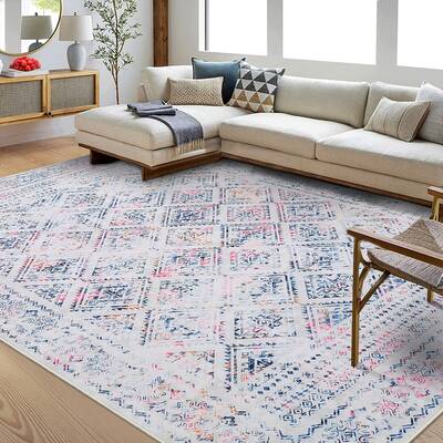Garvee Boho Multicolor 6x9 Area Rug Washable Bedroom Rug, Vintage Distressed Multi Rug Indoor Soft Non Slip Carpet Low Pile A...