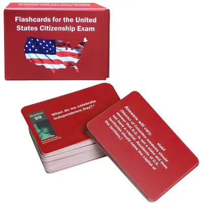 US Citizenship Exam Cards 2026-Portable Cards Prepare for the Naturalization Exam with 100 Official USCIS Questions and Answe...