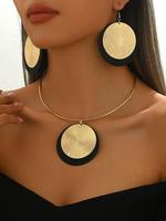 Women's Boho Style Colorblock Geometric Design Dangle Earrings & Pendant Necklace, Fashion Jewelry for Party, Daily Clothing ...