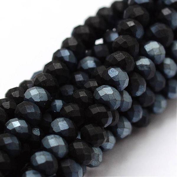 Half Rainbow Plated Faceted Rondelle Glass Bead Strands