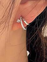 Elegant Zircon Decorated C-shaped Earrings for Women, Fashion Jewelry for Party, Daily Clothing Decor, Trendy All-match & Exq...