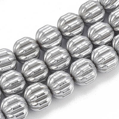 Electroplate Non-magnetic Synthetic Hematite Corrugated Beads Strands