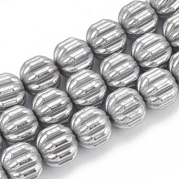 Electroplate Non-magnetic Synthetic Hematite Corrugated Beads Strands