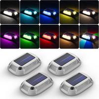 FabStyl RGB LED Solar Driveway Deck Dock Light, 9 Lighting Colors, Ourdoor Waterproof Durable Aluminum Decorative Light for G...