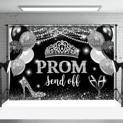 Silver Balloon Crown Diamond Graduation Backdrop - Aperturee