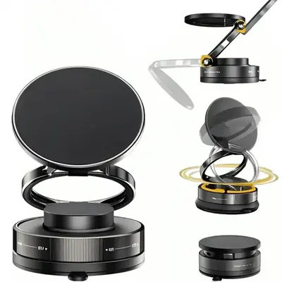 Adjustable 360° Vacuum Magnetic Phone Holder, Suction Cup Phone Mount for Magsafe, Portable Cell Phone Holder for Car, Makeu...
