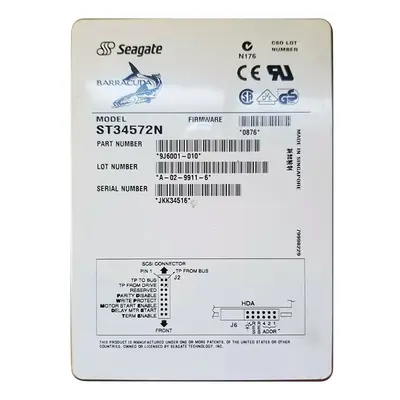 9J6001-010 Seagate BarraCuda 4XL 4.5GB 7200RPM Ultra SCSI 50-Pin 512KB Cache 3.5-inch Hard Drive