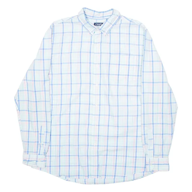CHAPS Mens Shirt Blue Check Long Sleeve XL
