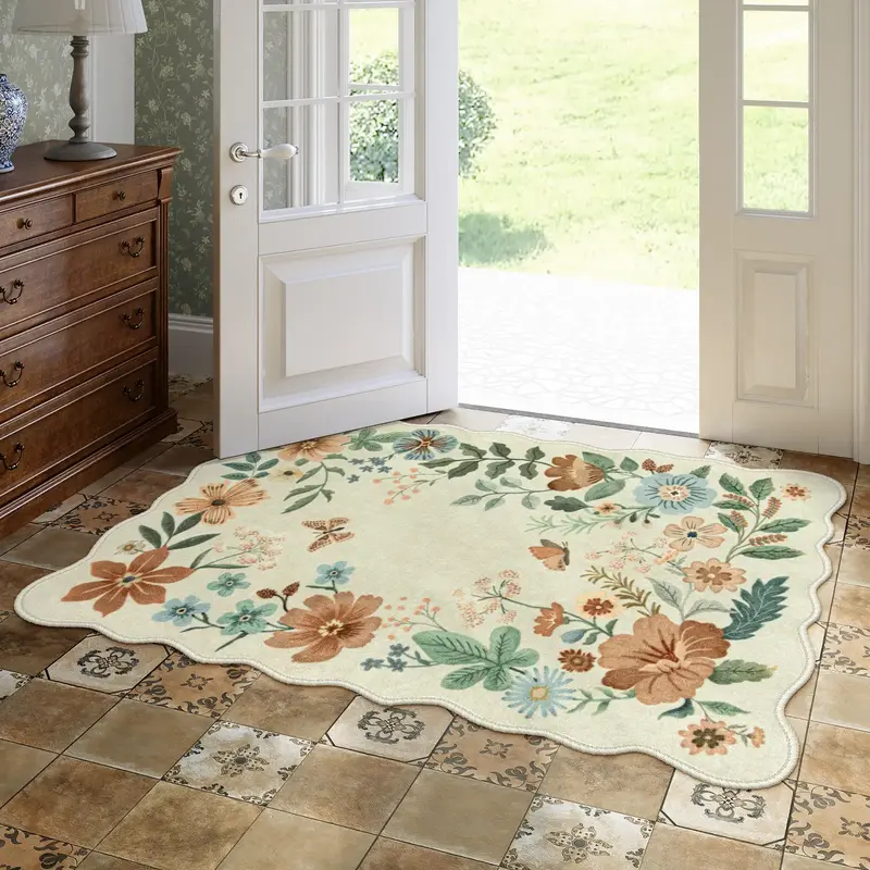 Lahome Machine Washable Floral Fall Porch Decor Small Area Rug: Soft, Non-Slip - The Perfect Choice for Entryways and Kitchen...