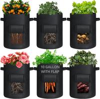 GOTGELIF 6 Pack 10 Gallon Potato Grow Bags with Flap, Thickened Nonwoven Fabric Grow Bags for Growing Potatoes, Carrots, Onio...