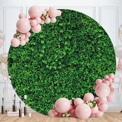 Aperturee Nature Greeny Leaves Round Birthday Backdrop