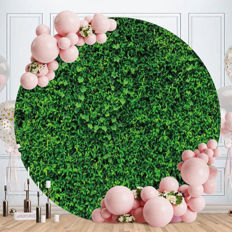 Aperturee Nature Greeny Leaves Round Birthday Backdrop