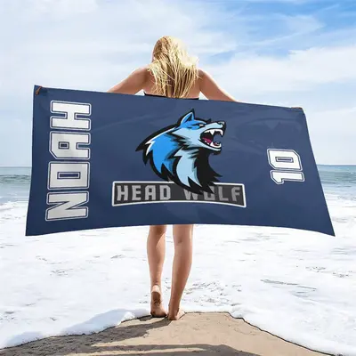 Navy Blue Custom Name Beach Towel for Men - Aperturee