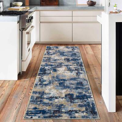 Garvee Area Rug Washable Non-Shedding Abstract Rug Soft Non-Slip Rug for Living Room Dining Room Indoor Playroom Dark Blue 2x...