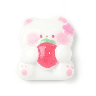 Strawberry Bear Theme Opaque Resin Cabochons