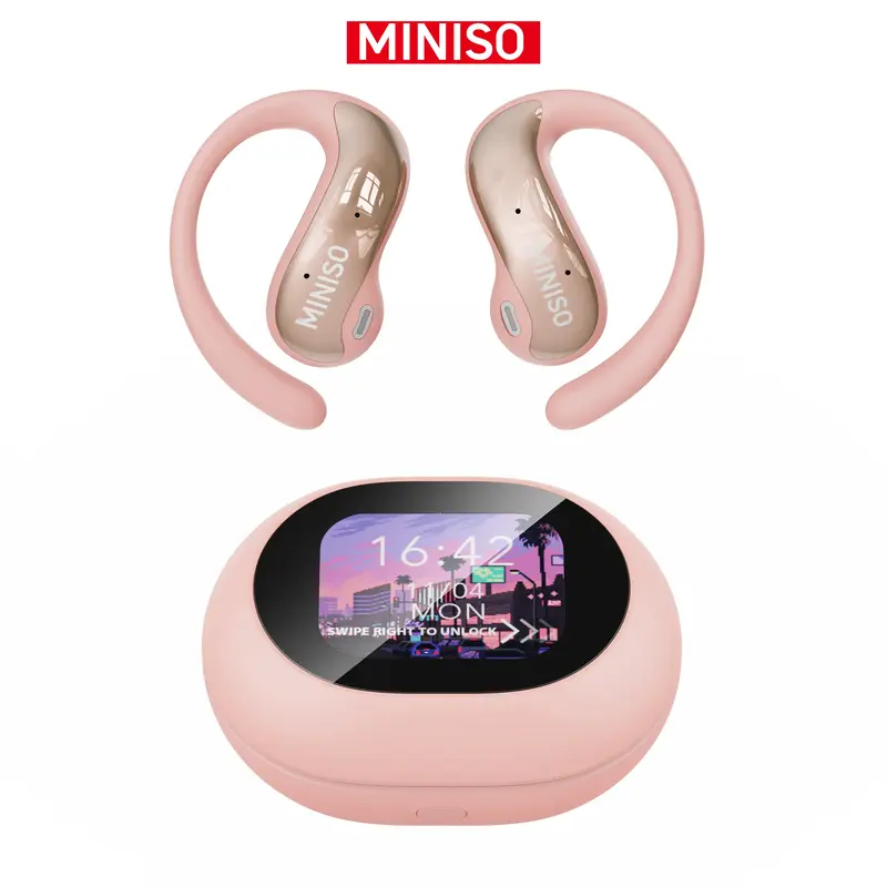 MINISO MS188 LCD Wireless Bluetooth Earbuds,OWS Open Ear Headphones with Mic,Full Color Display Charging Case Headsets, Earph...