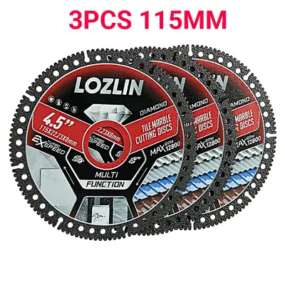 3PCS 4.5(115MM) Diamond Tile Cutting Blades - Ultra-Thin Dry Cutting Disc for Ceramic, Marble, Granite - Angle Grinder Blad...