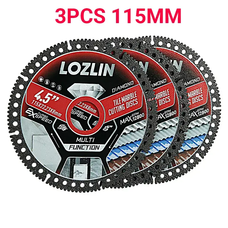 3PCS 4.5(115MM) Diamond Tile Cutting Blades - Ultra-Thin Dry Cutting Disc for Ceramic, Marble, Granite - Angle Grinder Blad...