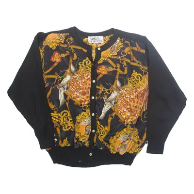 NATHALIE ANDERSEN Womens Printed Blouse Black Long Sleeve Crazy Pattern M