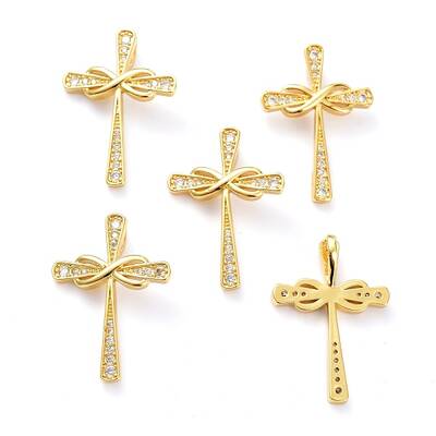 Brass Micro Pave Clear Cubic Zirconia Pendants