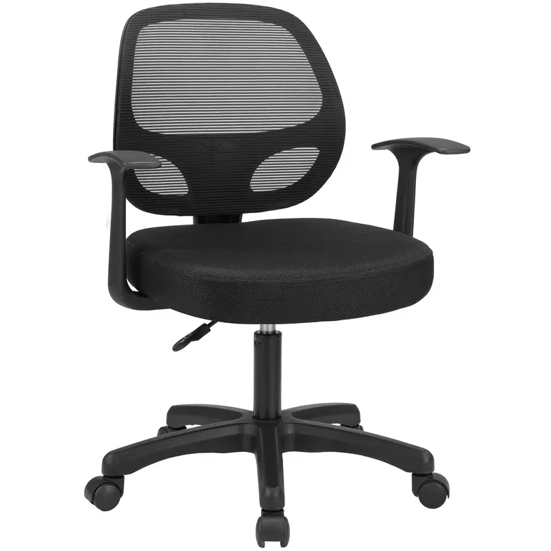 Buxwellbang Mid-Back Small Office Chair - Adjustable Ergonomic Desk Chair, 360° Swivel Home Computer Chair with Armrests & L...