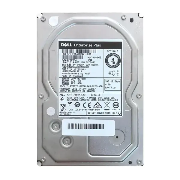 V7DY9 Dell 4TB 12Gb/s SAS 7200 3.5-Inch Hard Drive
