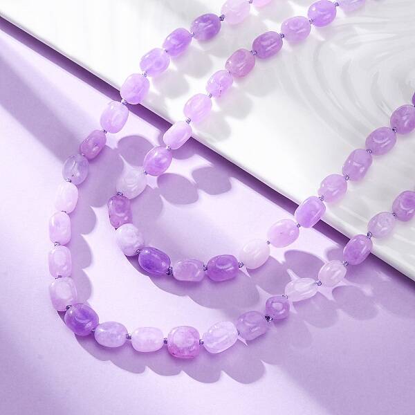 Natural Dyed Malaysia Jade Tumble Stone Nuggets Beaded Long Necklaces for Women