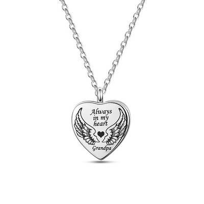 Grandpa Always in My Heart Wing Urn Pendant Necklace