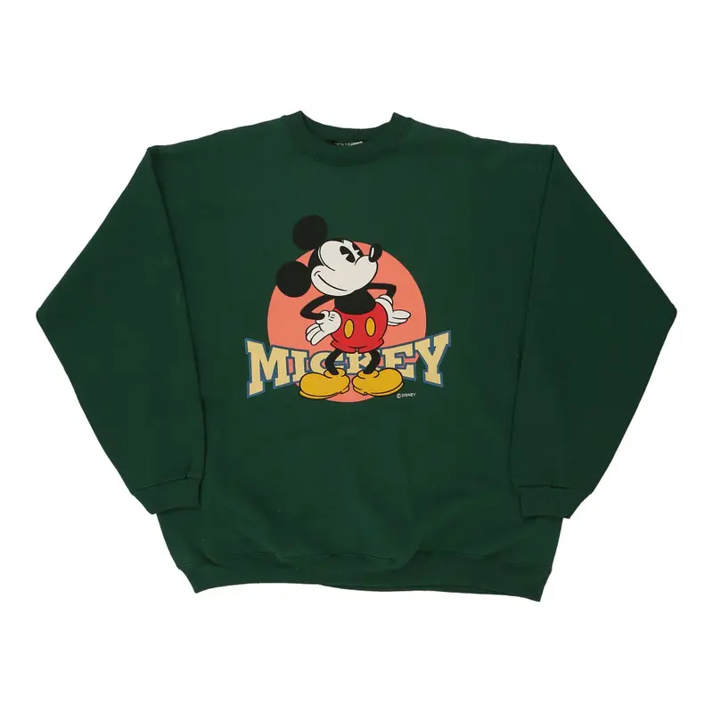 Mickey Hanes Graphic Sweatshirt - XL Green Cotton Blend