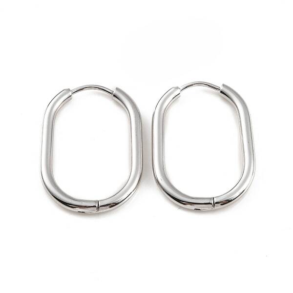 Non-Tarnish 304 Stainless Steel Oval Hoop Earrings