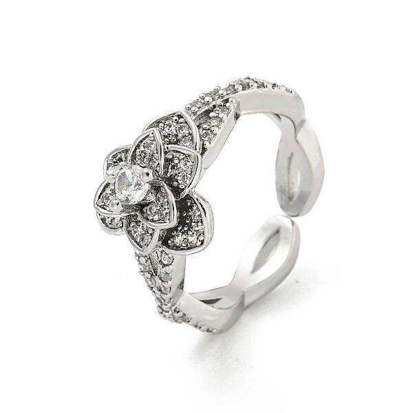 Brass Micro Pave Cubic Zirconia Cuff Rings