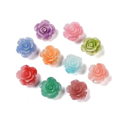 Synthetic Coral 3D Flower Rose Beads