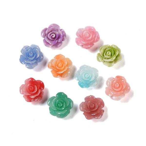 Synthetic Coral 3D Flower Rose Beads