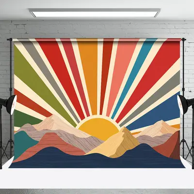 Wooden Texture Sun Hills Boho Photoshoot Backdrop - Aperturee